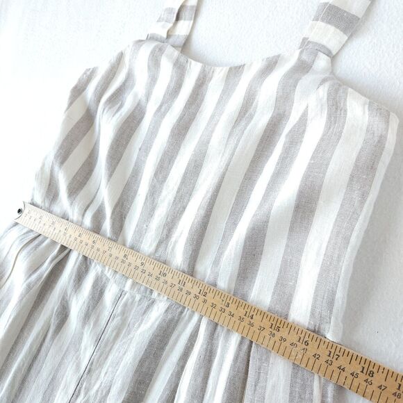Linen Jumpsuit by Flavia Aranha Wide Stripe Overalls Beige Minimal Neutral Beach - Picture 7 of 12